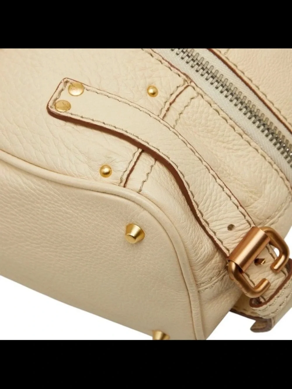Chloe Cream Leather Tote with Gold Hardware